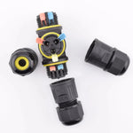 Connecteur étanche IP68 en T, leviers intégrés - 3 circuits 16A - modèle P20-T, leviers ouverts