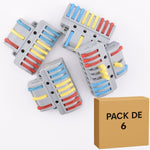 Lot de 6 bornes à leviers - 12 contacts- 32A- 3 entrées / 9 sorties - LT-933